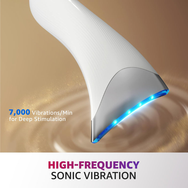 [Australia] - Red Light Therapy for Face and Neck, Renewal Face Lift Device with Vibration Tech, 3 in 1 Face Massager Tool with Thermals, True Beauty Glow Facial Sculptor for Wrinkles, Double Chin (White) 