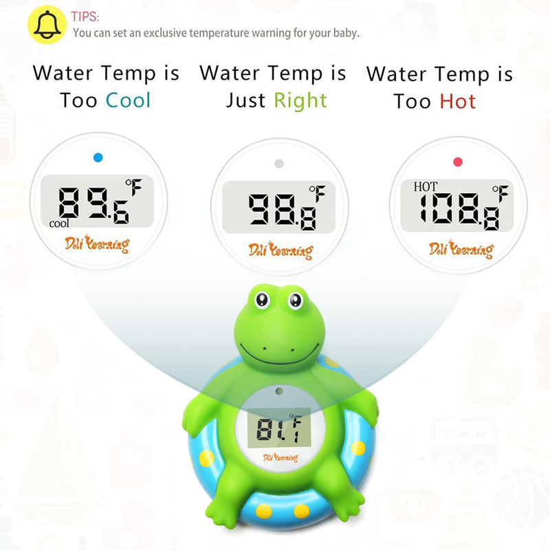 [Australia] - Doli Yearning Baby Bath Thermometer with Room Temperature| Fahrenheit and Celsius|Frog Lovely Shape|Kids' Bathroom Safety Products| Bath Toys… Blue 
