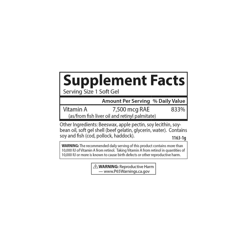 [Australia] - Carlson - Vitamin A, 25000 IU (7500 mcg RAE) with Pectin, Vision Health, Helps Night Vision, Skin Health, 300 Softgels 300 Count (Pack of 1) 