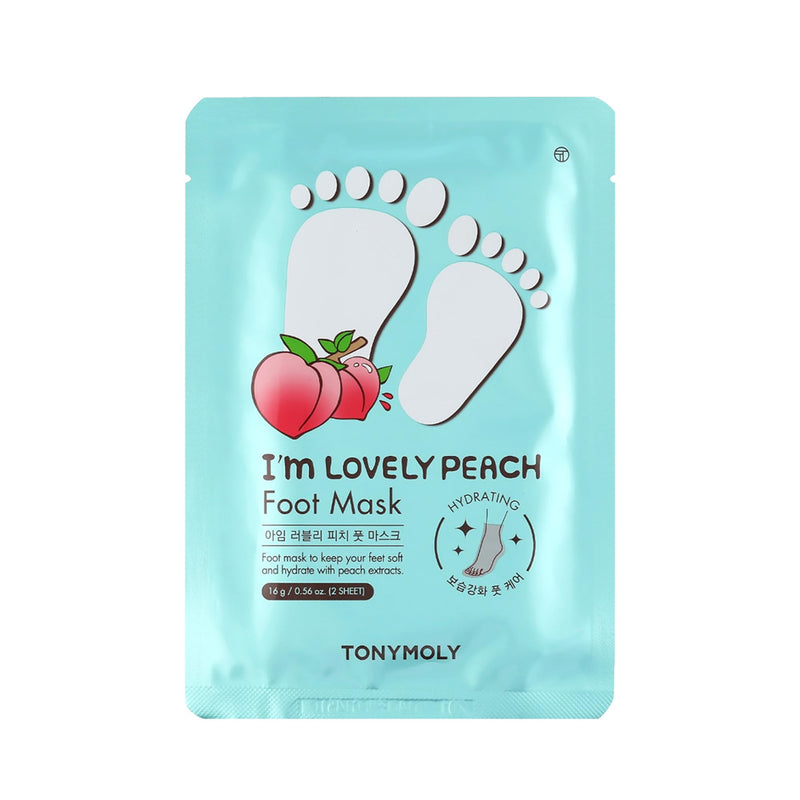 [Australia] - TONYMOLY I’m Lovely Peach Foot Mask – 5-Count Hydrating & Soothing Korean Foot Mask with Peach & Honeysuckle Extracts for Soft, Rejuvenated Feet I'm Lovely Peach Foot Mask 