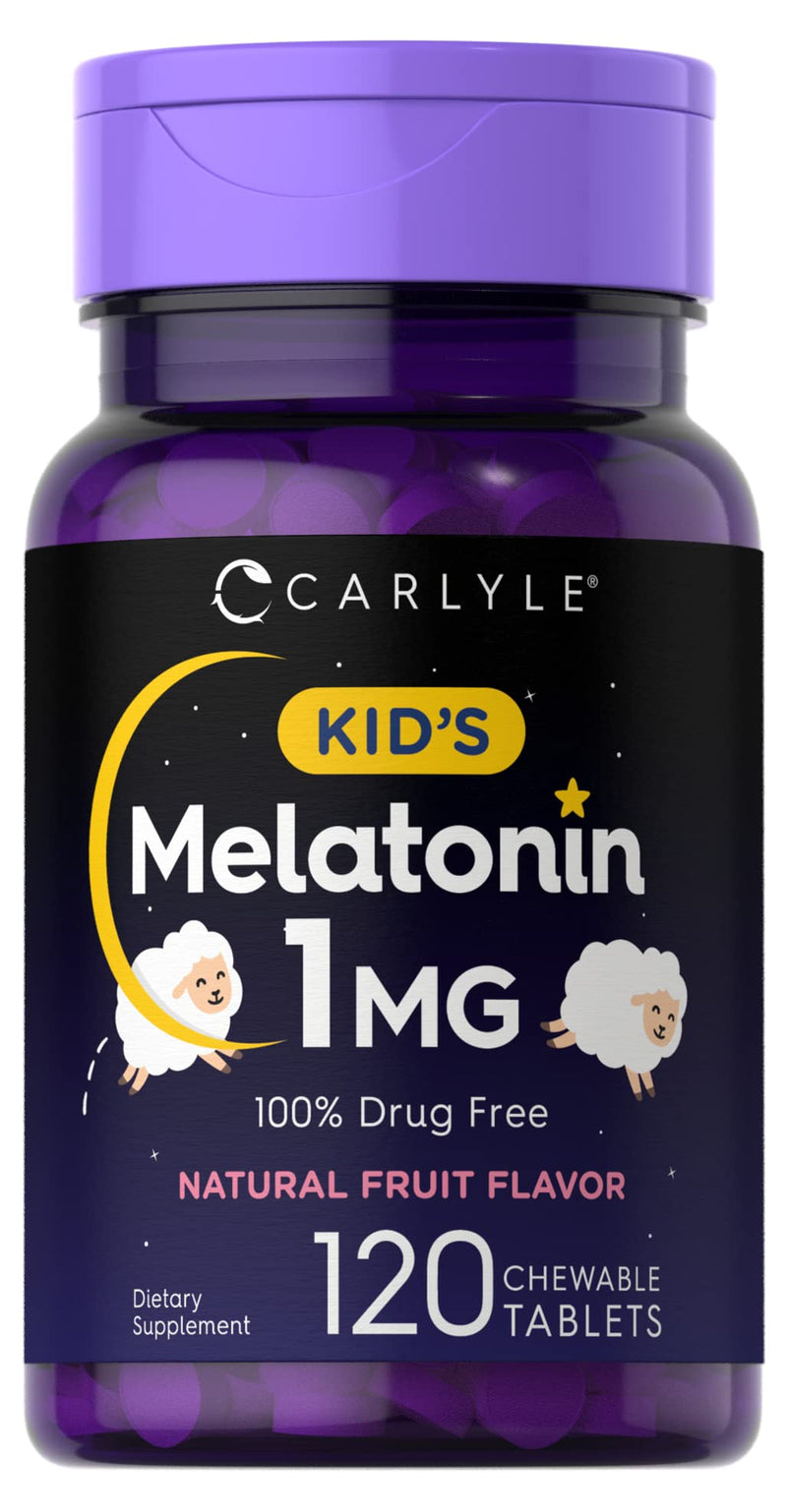 Carlyle Kids Melatonin 1mg | 120 Chewable Tablets | Fruit Flavor | Non-GMO, Gluten Free