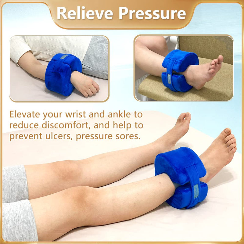 Zelen Foot Elevation Pillow Heel Ankle Elevator Wedge Foot Support Pillow Medical Ankle Cushion Feet Leg Rest for Bed Sore Pressure Ulcer Sleeping Elevated Foam Surgery Recovery (Blue, 1 PCS) 1 Count (Pack of 1)
