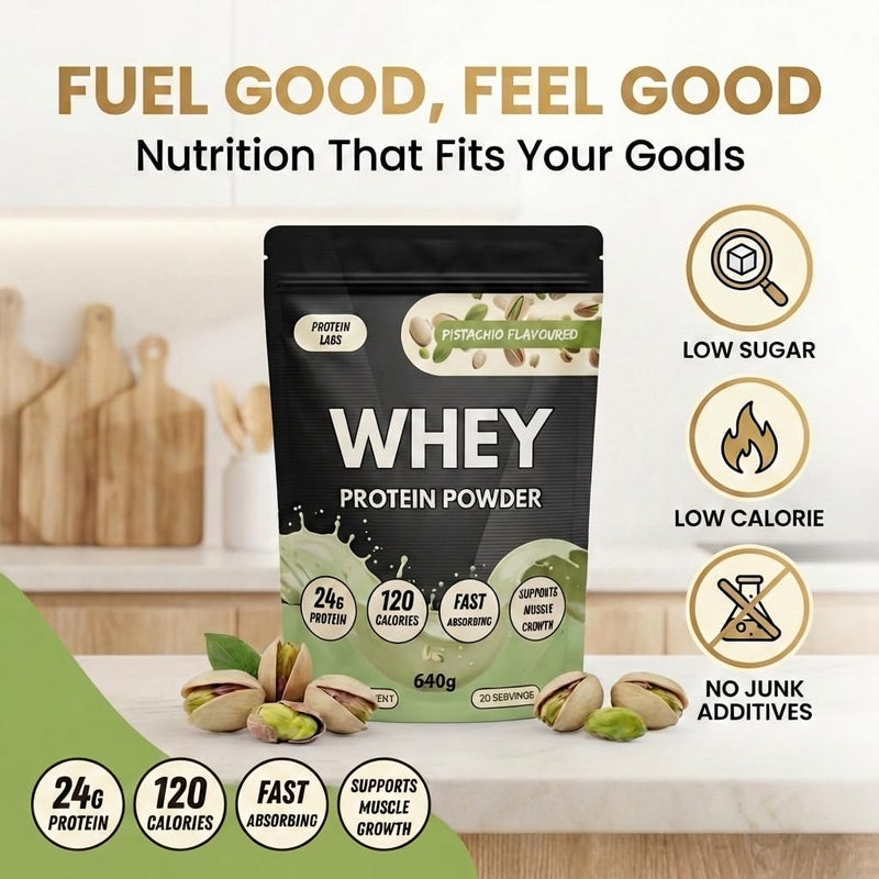 Whey Protein Powder – Fast Absorbing Whey Protein for Muscle Building & Recovery, 24g Protein Per Serving, Low Calorie Protein Shake, 20 Servings (640g) (Pistachio) Pistachio