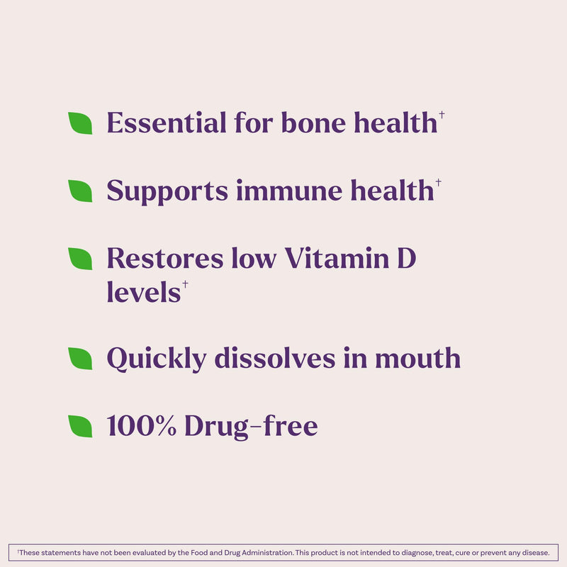 Natrol Vitamin D3 2,000 IU Fast Dissolve, Bone & Joint Health, 90 Tablets | Dietary Supplement for Immune, Bone and Joint Health, Restore Low Vitamin D3 Levels, 100% Drug-Free Strawberry 90 Count (Pack of 1)