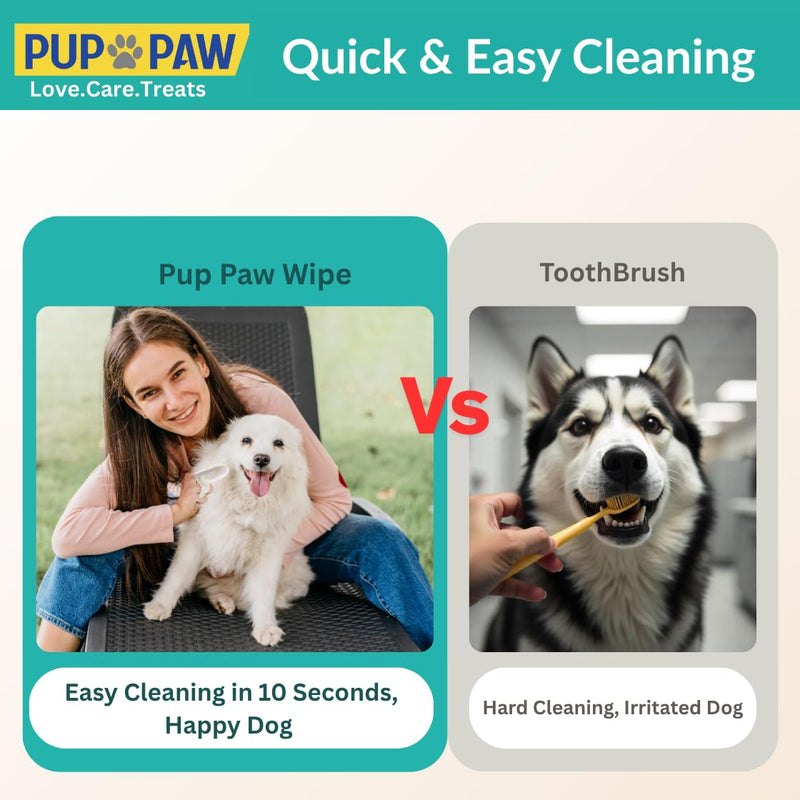 [Australia] - Premium Dog Teeth Cleaning Wipes - All Natural Dog Toothbrush & Tooth Brushing Kit - Pet Dental Finger Wipes for Cats & Dogs - Freshens Breath, Reduces Tartar & Plaque - All in one Finger Wipes (50) 