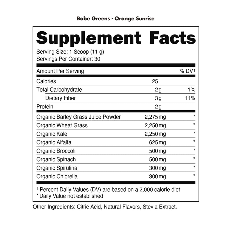[Australia] - Greens Superfood Powder Orange Sunrise| 8 Most Essential Mixed Greens| Certified 100% Organic | Chlorella, Spinach, Kale, Spirulina, Alfalfa, Broccoli, Wheat Grass, & Barley Grass | 30 SERV | 11.75 OZ 