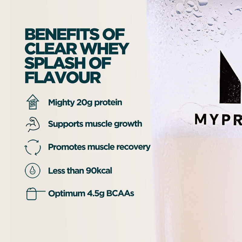 Myprotein Clear Whey Splash Protein Powder | 20g Protein Per Serving | Hydrolysed Whey Isolate | Low Calorie, Zero Sugar Clear Protein Drink | Refreshing Protein Juice (Raspberry & Lemon) Raspberry & Lemon