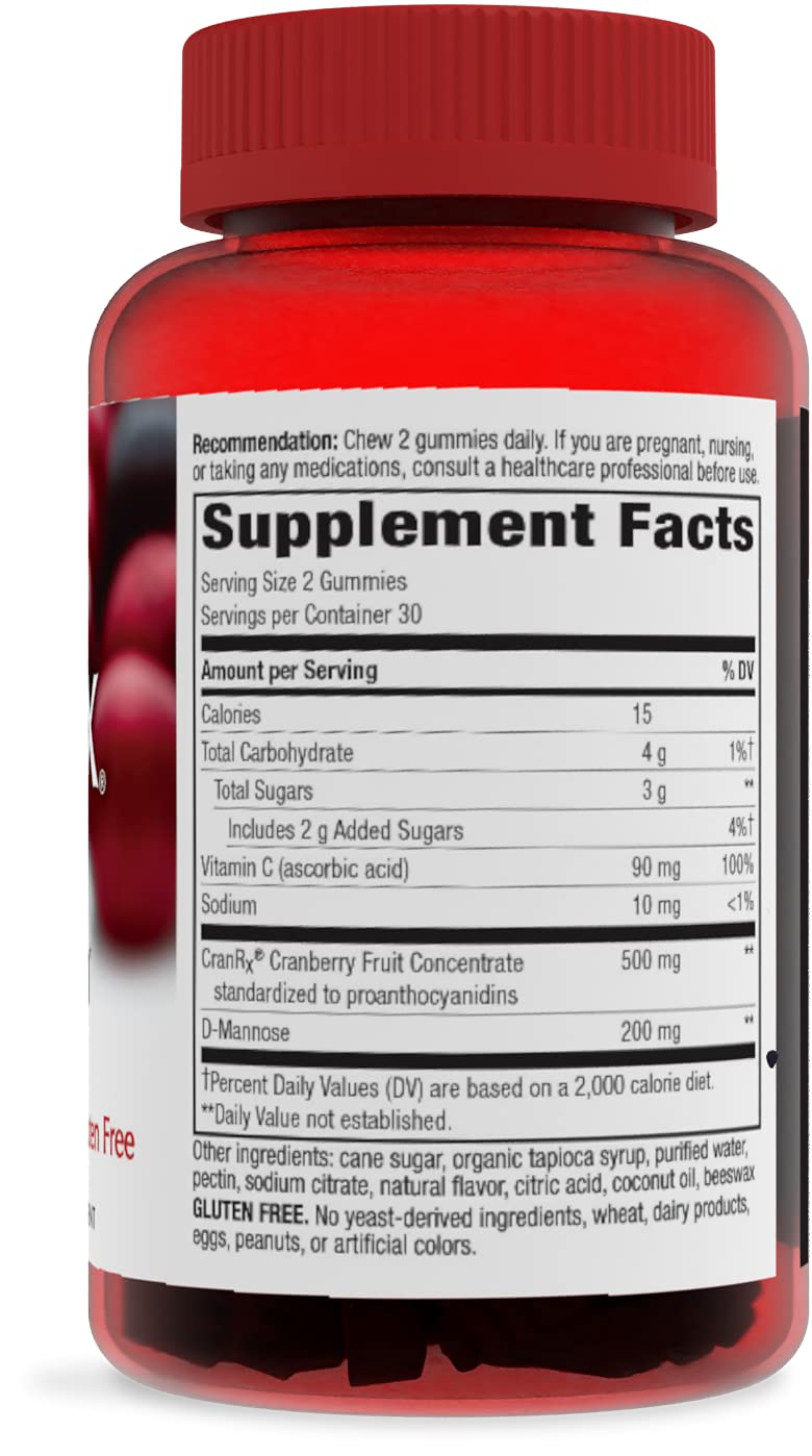 [Australia] - Nature's Way CranRx Cranberry Gummies, Urinary Tract Health Support* Supplement with D-Mannose + Vitamin C, 60 Gummies 