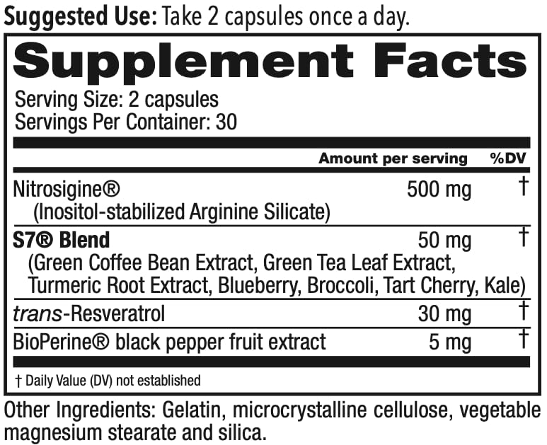 [Australia] - Juvenon BloodFlow-7 Nitric Oxide Supplement with Nitrosigine 60 Count (Pack of 1) 
