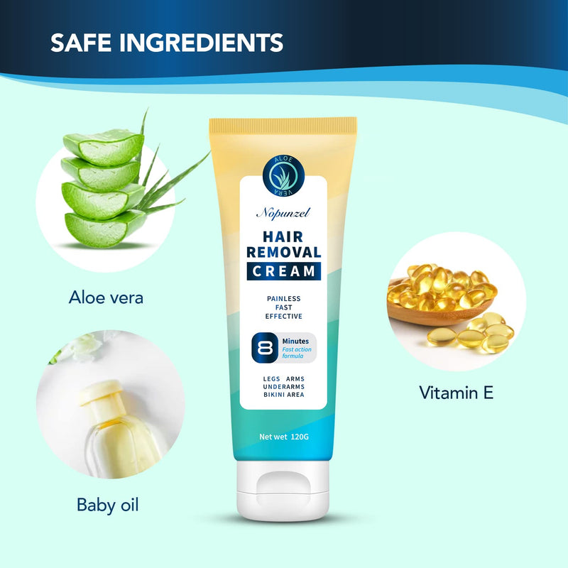 Hair Removal Cream: Hair Remover for Women and Men - Sensitive Intimate Hair Removal - Painless Depilatory Cream - Private Areas Pubic Areas Bikini Body Legs Arms Underarms - All Skin Types - 120g 2.8 Ounce (Pack of 1)