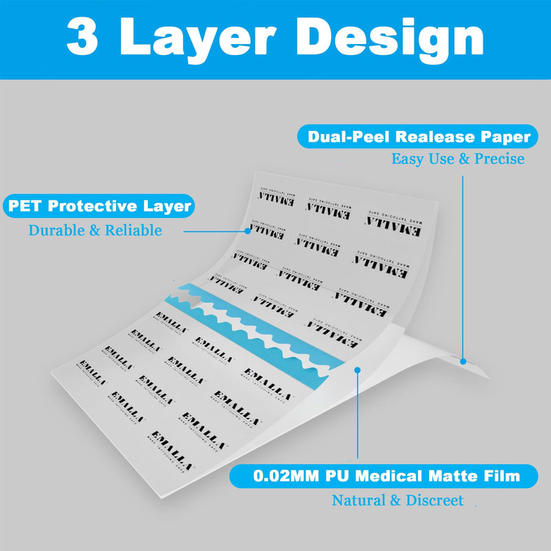 EMALLA GRECE Matte Tattoo Second Skin 20cm x 10m Aftercare Bandage Roll Tattoo Cover Up Patch Aftercare Wrap Transparent Film Waterproof Dressings 20cm*10m Roll