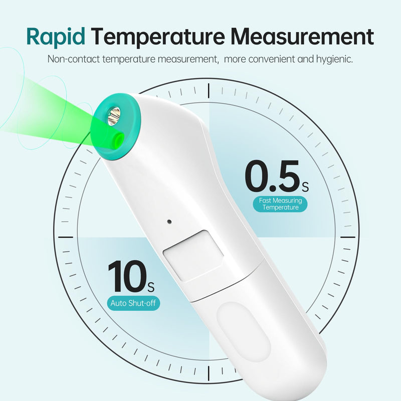 [Australia] - Fever thermometer contactless for babies and adults, digital forehead thermometer, infrared thermometer with immediate, accurate reading, fever alarm, white 