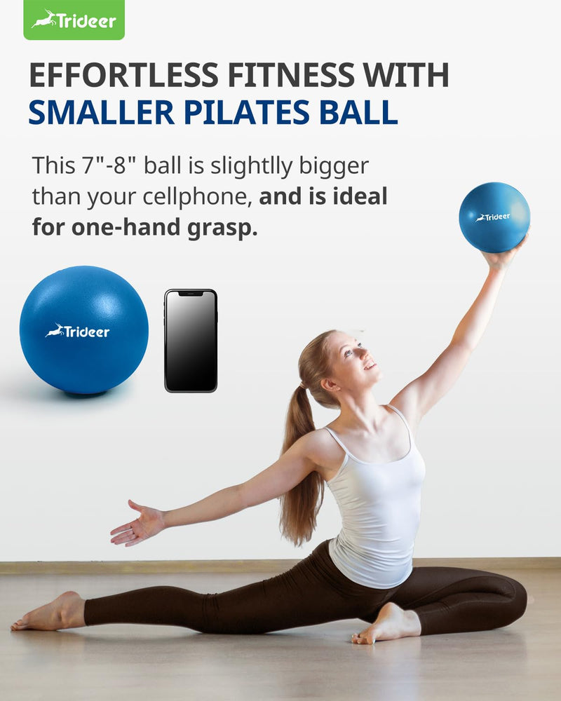 [Australia] - Trideer Pilates Ball 7-8 inch with Pump, Small Pilates Ball, Core Ball, Therapy Ball, Small Exercise Ball for Between Knees, Mini Yoga Ball for Yoga, Barre, Physical Therapy, AB, Core Strength Blue 