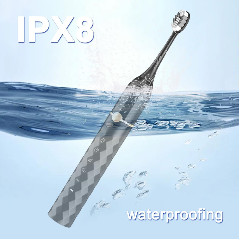 [Australia] - Electric Toothbrush Set, Equipped with 10 Brush Heads and Travel case, IPX8 Waterproof, 2-Minute Timer, 42000 high-Frequency Vibrations, 5 Modes, The First Choice for Gift Giving Black 