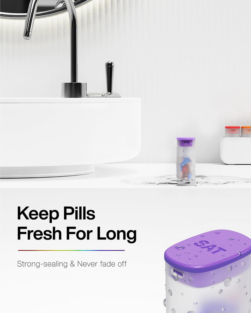 Weekly Pill Organizer 1 Time a Day - Travel Pill Box 7 Days, Large Medicine Pill Case Container for Daily Medication Vitamin Supplement Fish Oil, Portable Week Pills Organizers Holder Dispenser, White Translucent-white