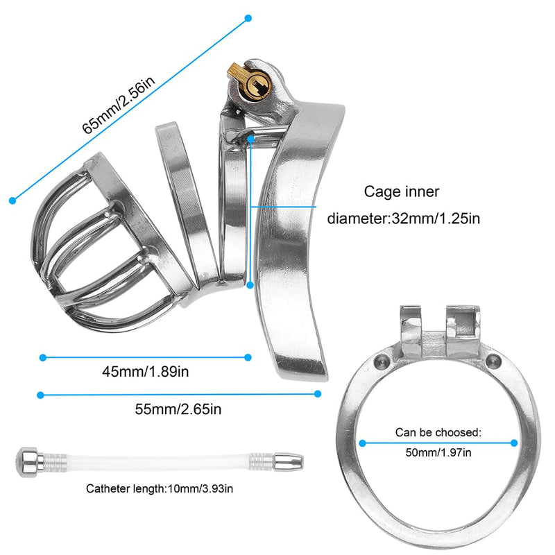 Male Chastity Device Cock Cage - Miyoti Upgrade metal Lightweight Stainless Steel Chastity Stealth Lock Including 2 Keys and Removabl Urinary Catheter Sex Toys for Sissy Men (1.97" Ring（50mm）) 1.97" Ring（50mm）