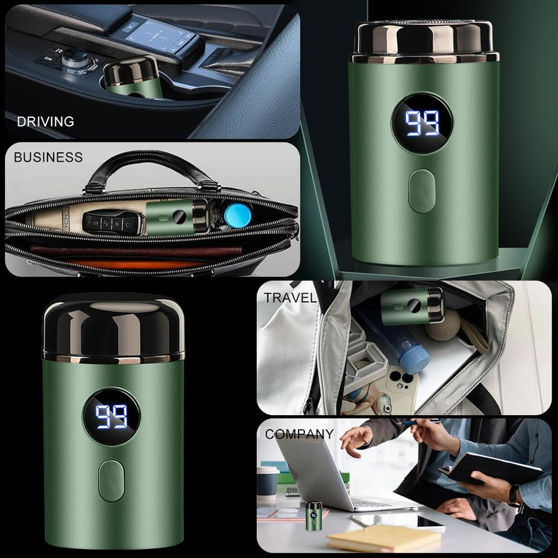 [Australia] - Horuili® Mini Electric Shaver, Portable Electric Mini Shaver, Men's Electric Shaver, USB Rechargeable Shaver, Washable Wet and Dry Shaver (Green) Green 
