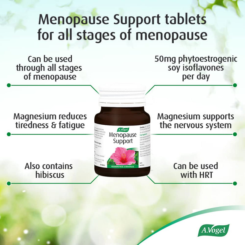 A.Vogel Menopause Support | Menopause Supplement | Support for Perimenopause & Menopause Symptoms | Soy Isoflavones, Magnesium & Hibiscus | 60 Tablets 60 count (Pack of 1)