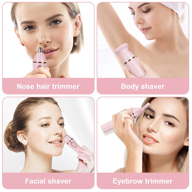 [Australia] - ACWOO Electric Shaver for Women, Electric Shaver for Women, 4-in-1 Wet and Dry Shaver, Painless Epilator for Bikini Area, Armpits, Legs, Arms and Face, Waterproof, USB Charging 
