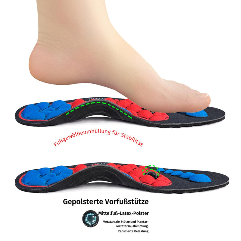 [Australia] - Magnetic insoles original, magnetic shoe insoles acupuncture, shoe insoles orthopedic for men and women, reflexology acupressure insoles red 36-40 
