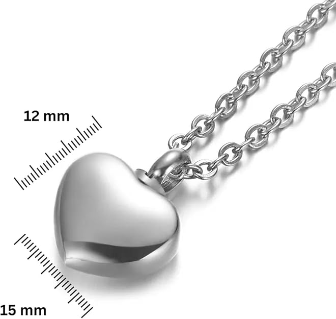 [Australia] - shajwo Cremation Heart Urn Necklace Ashes Jewelry for Women Men Keepsake Pendant Memorial Locket Ash Holder Silver 