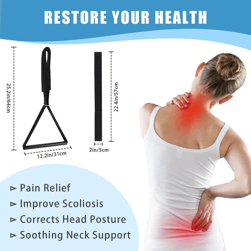 [Australia] - Neck Stretcher Strap, Neck Strap Cervical Traction Device for Neck Pain, Spine Chiropractic Decompression Tool with Comfortable Handle and Chin Belt 