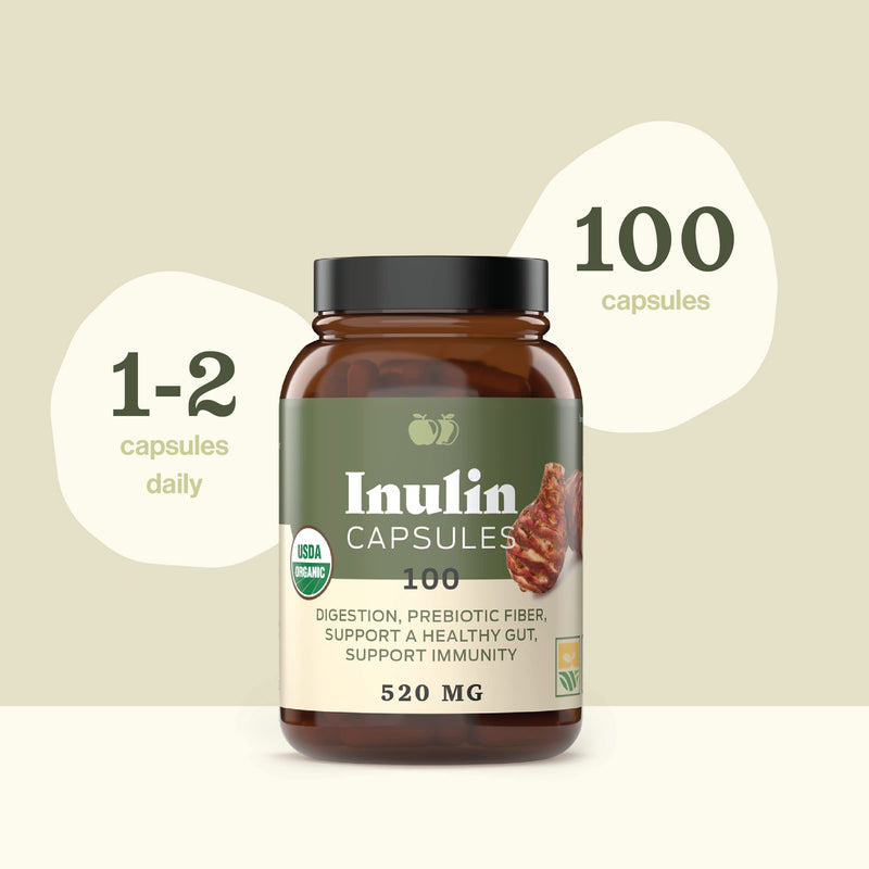 [Australia] - Complete Natural Products Organic Inulin Capsules - 520mg 100 Pills, Organic Jerusalem Artichoke Inulin Capsules 