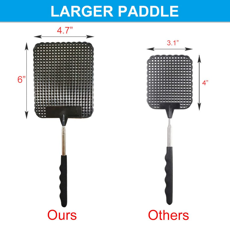 [Australia] - 2PCS Telescopic Fly Swatter, Manual Heavy Duty Plastic Flyswatter, Upgraded Sturdy Fly Swatter with Extendable Stainless Steel Pole 