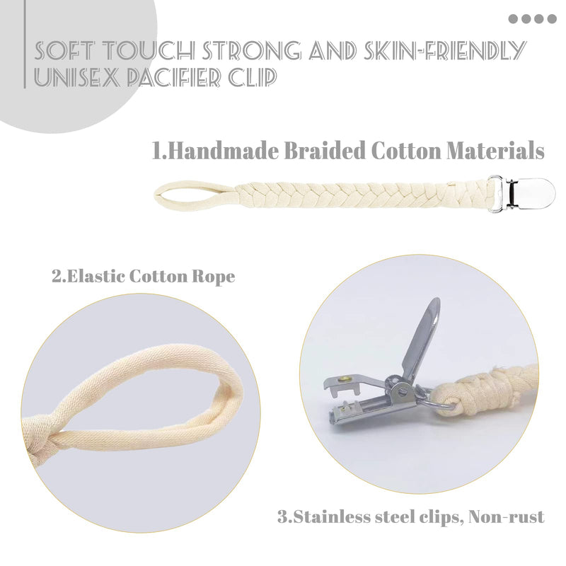 [Australia] - 7 Pcs Braided Pacifier Clip, Pacifier Clips for Boys & Baby Girls, Pacifier Holder Clip Binky Clips Clear 