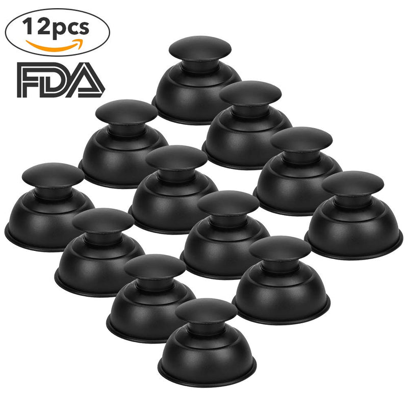 [Australia] - Silicone Cupping Therapy Sets Cups Massage, 12pcs Professional Vacuum Cupping Anti Cellulite Suction Cup for Facial Body Massage, Deep Tissue, Myofascial Release, Pain Relief, Muscle Relaxation(Black) Black 