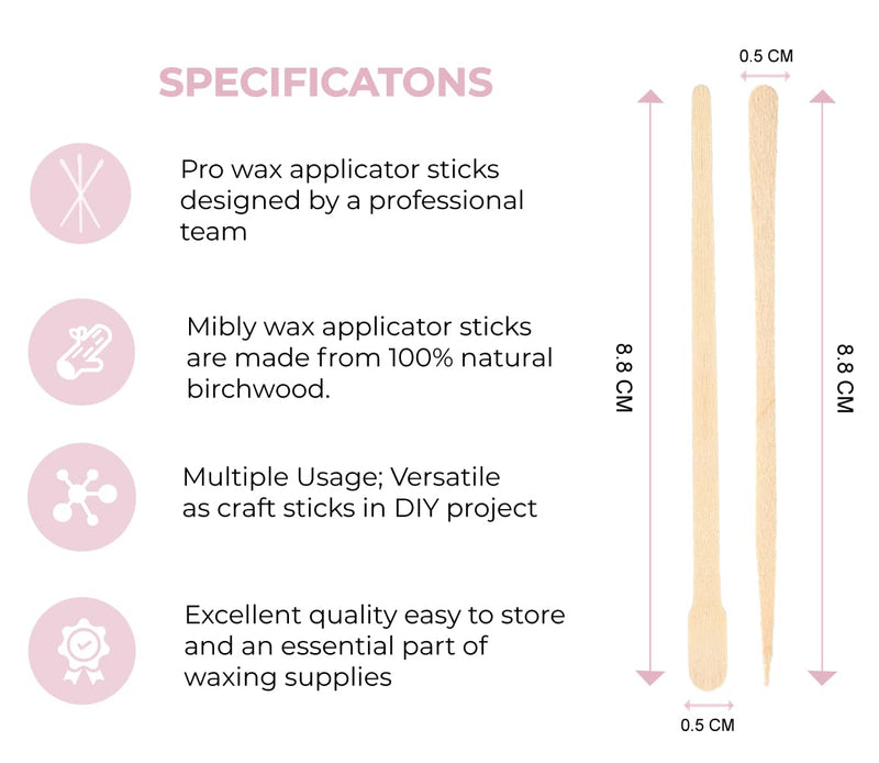 [Australia] - Mibly 1000 Pcs Wooden Wax Sticks - Eyebrow, Lip, Nose Small Waxing Applicator Sticks for Hair Removal and Smooth Skin - Spa and Home Usage Pack of 1000 