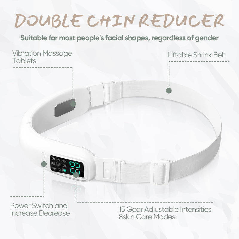 V-Face Electric Double Chin Device with 8 Modes & 15 Gear Adjustable Intensities - Intelligent V-Face Machine for Contouring Double Chin - H092