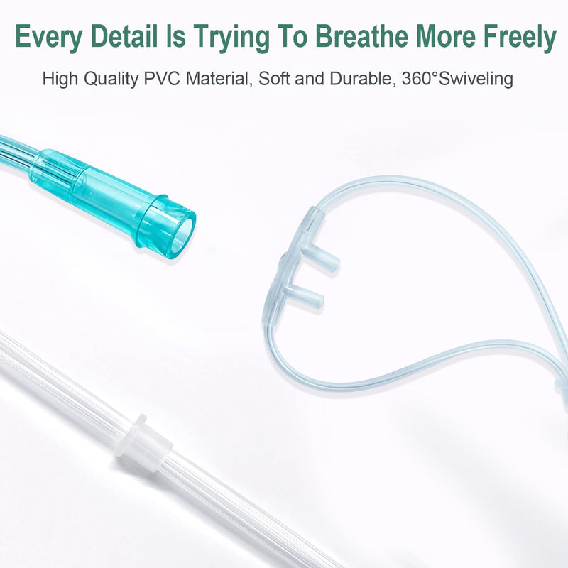 [Australia] - 10 Pack High-Flow Soft Nasal Oxygen Cannula, Standard Connector 7 Ft, Green Tubing and Each Individual Packing 