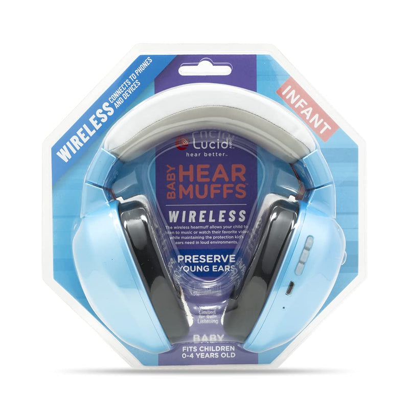[Australia] - Lucid Audio Bluetooth HearMuffs for Infant/Toddler - Hearing Protection Ear Muffs for Infant/Toddler 0-4 Years Old - (Light Blue) 