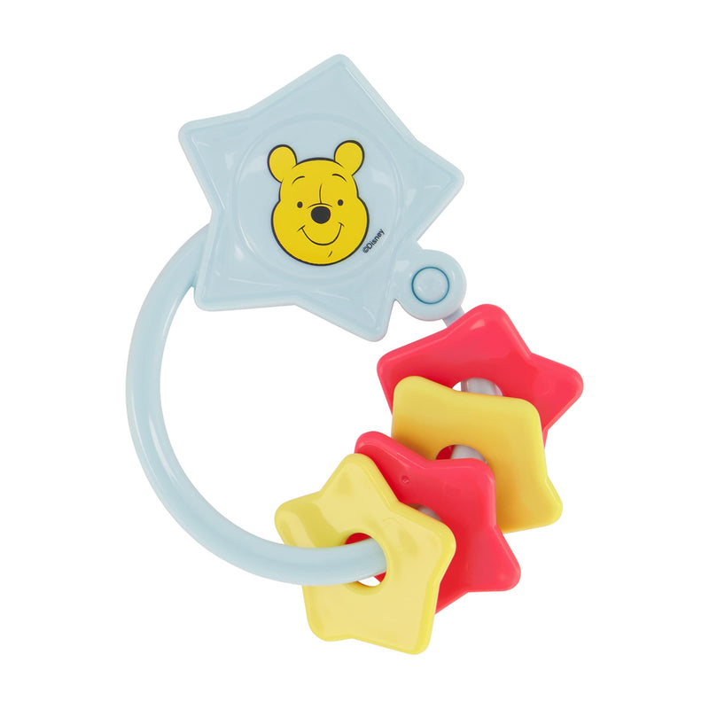 2 Pack Disney Winnie The Pooh Character Shape Rattle and Keyring Teether, Premium Toddler Birthday Toys, Infant Teething Toys, Great for Newborn Shower Gifts