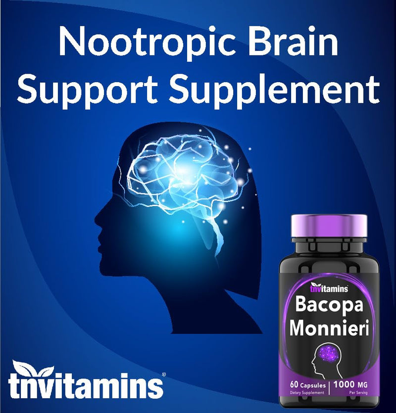[Australia] - Bacopa Monnieri Capsules 1000 MG (60 Capsules) | Nootropic Brain Support Supplement* | Bacopa Leaf Extract Powder Pills 