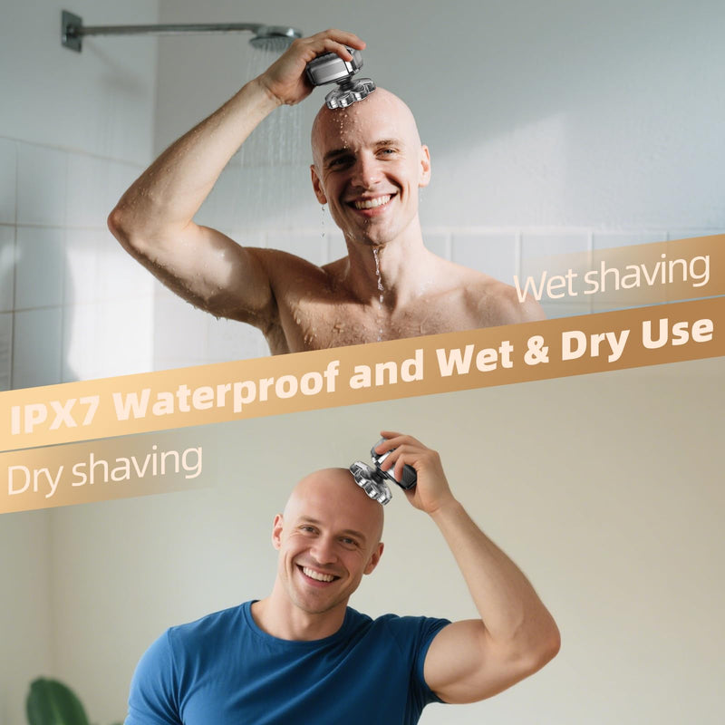 [Australia] - 9D Head Shavers for Bald Men, 5 in 1 Detachable Head Shaver with LED Display, IPX7 Waterproof Wet Dry Rechargeable Electric Shavers for Men Grooming Kit for Home & Travel Gunmetal 
