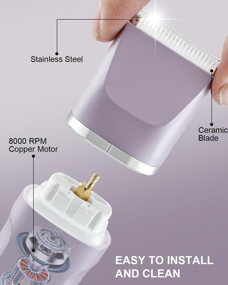 [Australia] - Intimate razor for women, 3-in-1 women's electric razor for body, pubic and nose, women's electric razor, rechargeable razor for women's intimate area, with USB charging station, IPX7 waterproof purple 