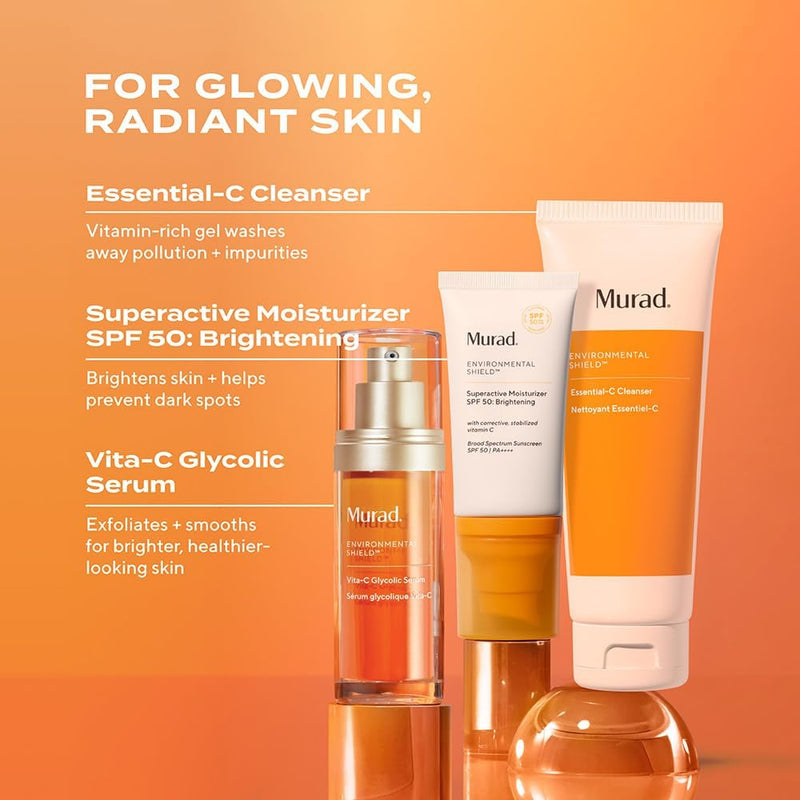 Murad Essential-C Facial Cleanser - Vitamin C | Gentle foaming gel face wash with Vitamin C, Vitamin E, Vitamin A, Allantoin & Panthenol cleanses, nourishes and hydrates 5 Fl Oz (Pack of 1)