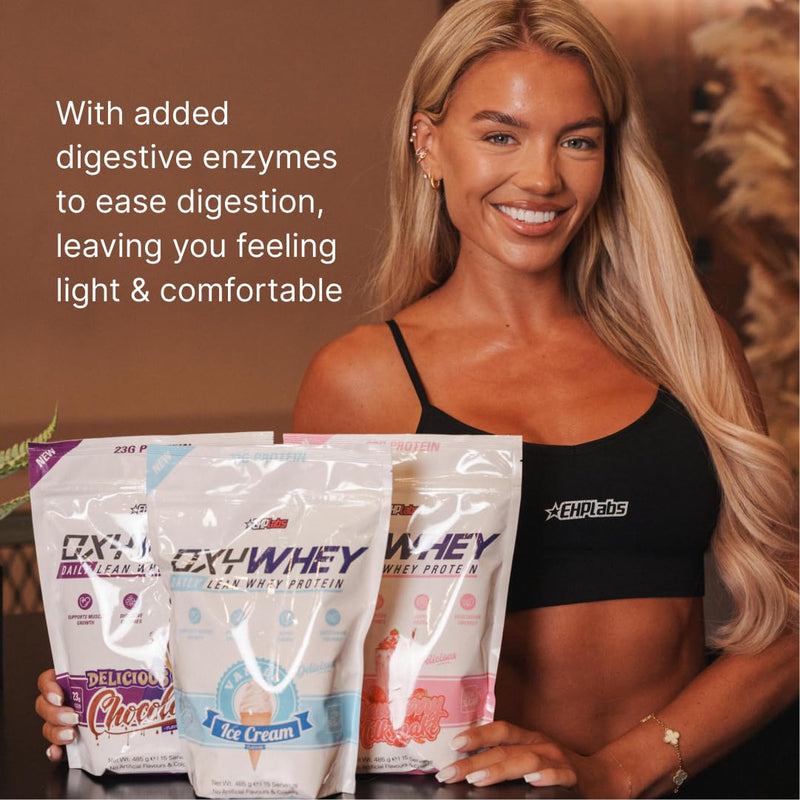 EHP Labs OxyWhey Lean Whey Protein Powder - 23g of Whey Isolate Protein, Meal Replacement Shake, Sugar Free Protein Powder - 15 Serves, Vanilla Ice Cream