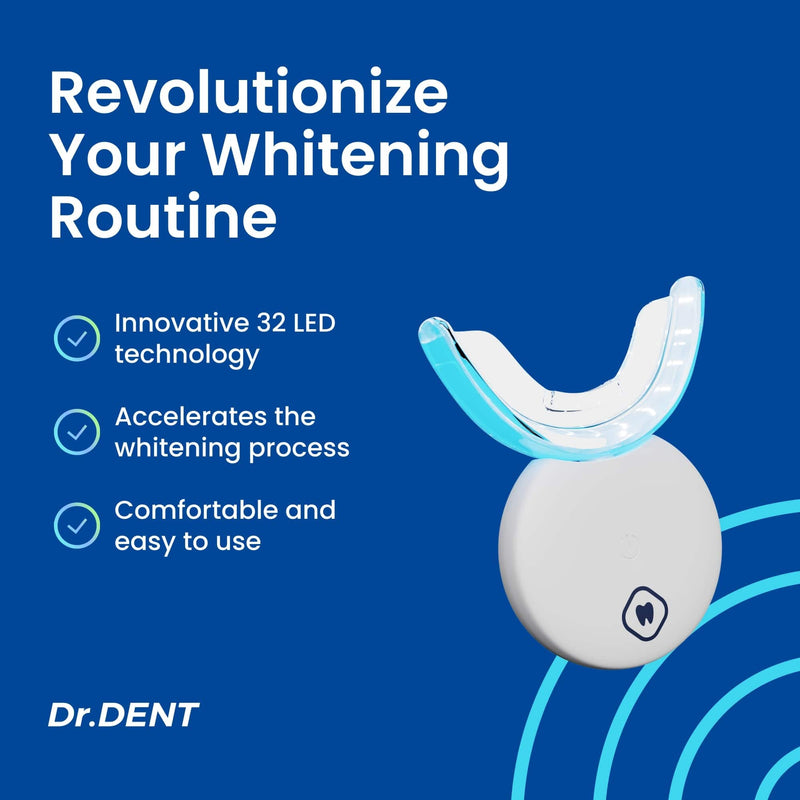 [Australia] - DrDent Professional LED Teeth Whitening Kit - Carbamide Peroxde Sensitivity Free Formula - (3) Teeth Whitening Gel Pens 30+ Whitening Sessions - (1) Remineralization Gel - Rapid & Effective Results 