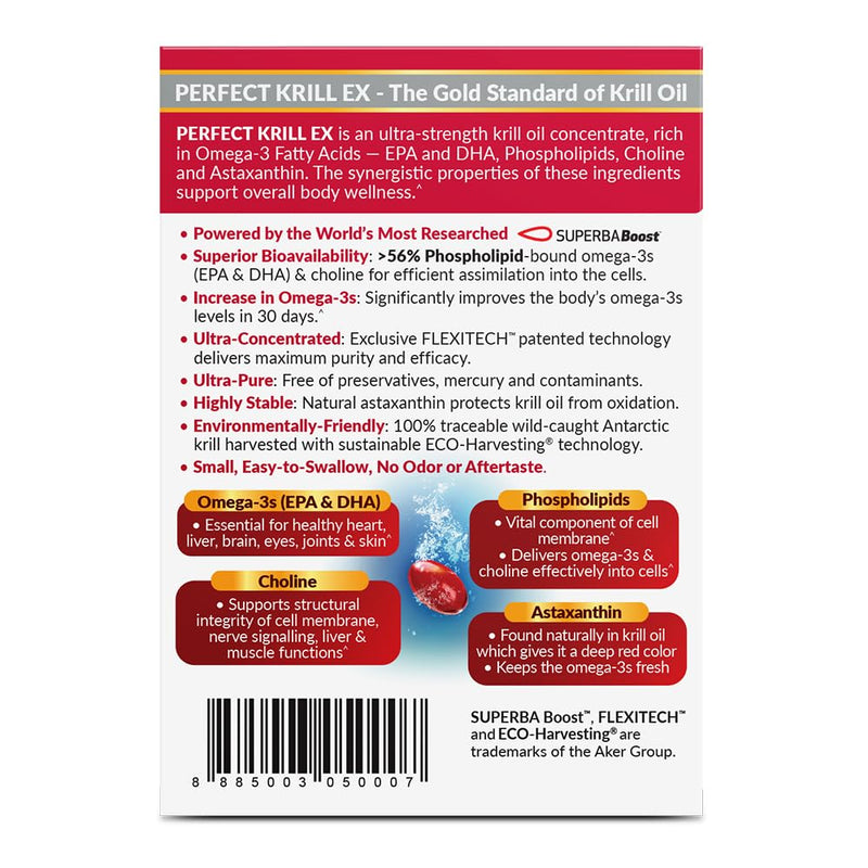 [Australia] - LABO Nutrition Perfect Krill EX, The Purest Ultra Strength Antarctic Krill Oil, Highest Phospholipids (>56%) with Choline & Astaxanthin, Omega 3, Heart & Joint Support, 100% Made In USA, 2x 60softgels 2 