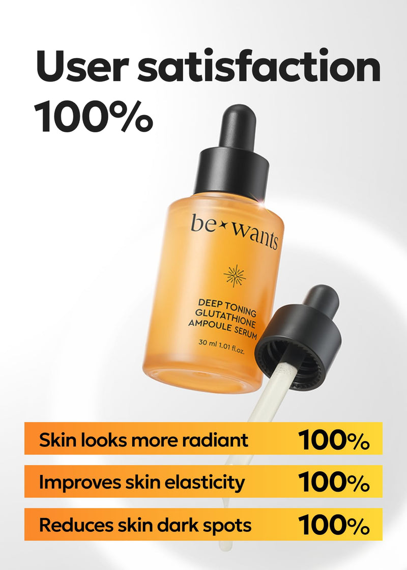 bewants Deep Toning Glutathione Ampoule Serum | Korean Skincare with Vitamin C & Calendula Extract Oil, 1.01 fl.oz + 0.33 fl.oz (2 Pack) Glutathione Serum 2 Pack