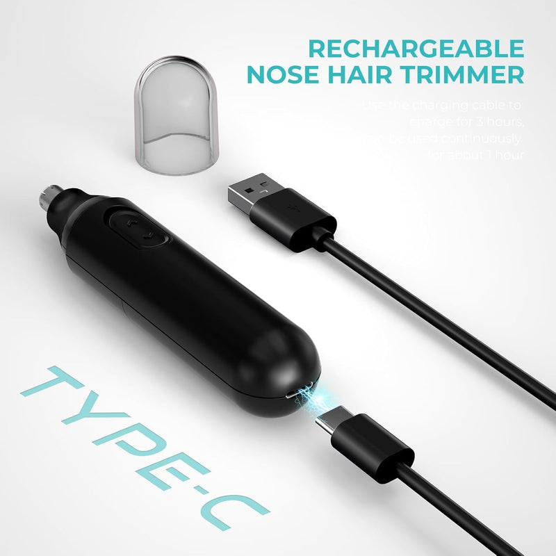 [Australia] - Ear and Nose Hair Trimmer for Men, 4 in 1 USB Rechargeable Professional Eyebrow and Facial Hair Trimmer with Waterproof Head Double-Edge Stainless Steel Blade 