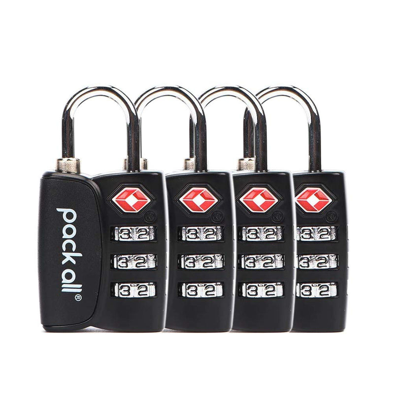 pack all Travel Accessories Bundle | TSA Cable Luggage Lock (1 Pack Grey + 4 Pack Black)