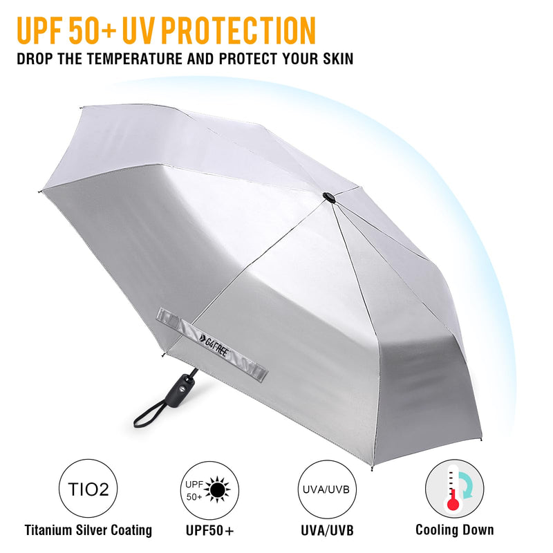 G4Free UPF 50+ UV Protection Large Travel Umbrella 46 Inch Reverse Windproof Umbrella for Sun&Rain