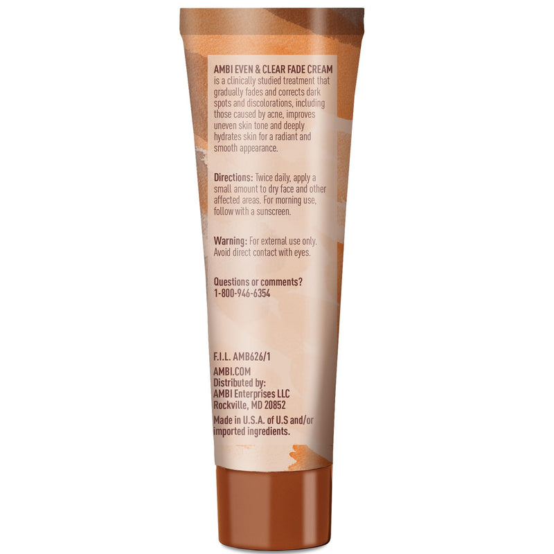 Ambi Even & Clear Fade Cream, Hydroquinone-free, Hyperpigmentation Treatment, Dark Spot Corrector, Results In As Little As 4 Weeks, Niacinamide, Aloe Vera, Vitamin C, 1 Fl Oz 1 Fl Oz (Pack of 1)