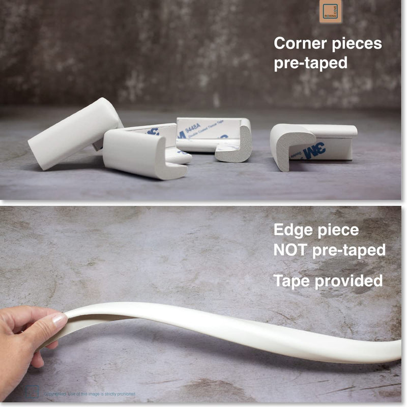 [Australia] - Roving Cove Slim-Fit Corner Edge Protector for Baby Proofing (Small 15ft Edge 4 Corners), Furniture Safety Bumper Guard, Soft NBR Rubber Foam, 3M Adhesive, Oyster White (Off White) Small 15 feet 