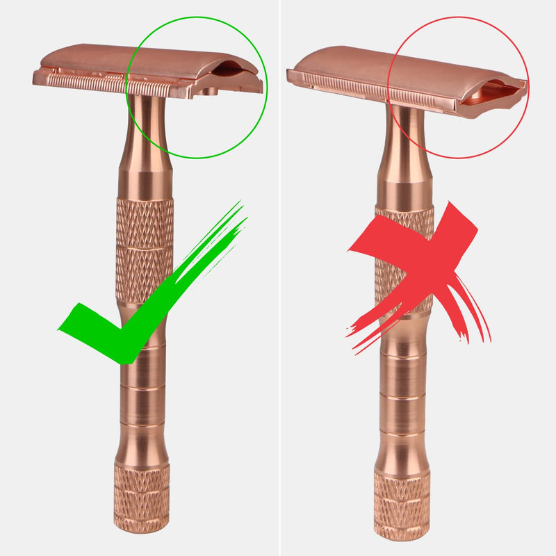 Rose Gold Double Edge Safety Razor with Stand, Single Blade Razors for Women and Men, Reusable Metal Razor, with 10 Double Edge Blades, Smooth & Close Shave, Plastic Free Rose Gold with Stand
