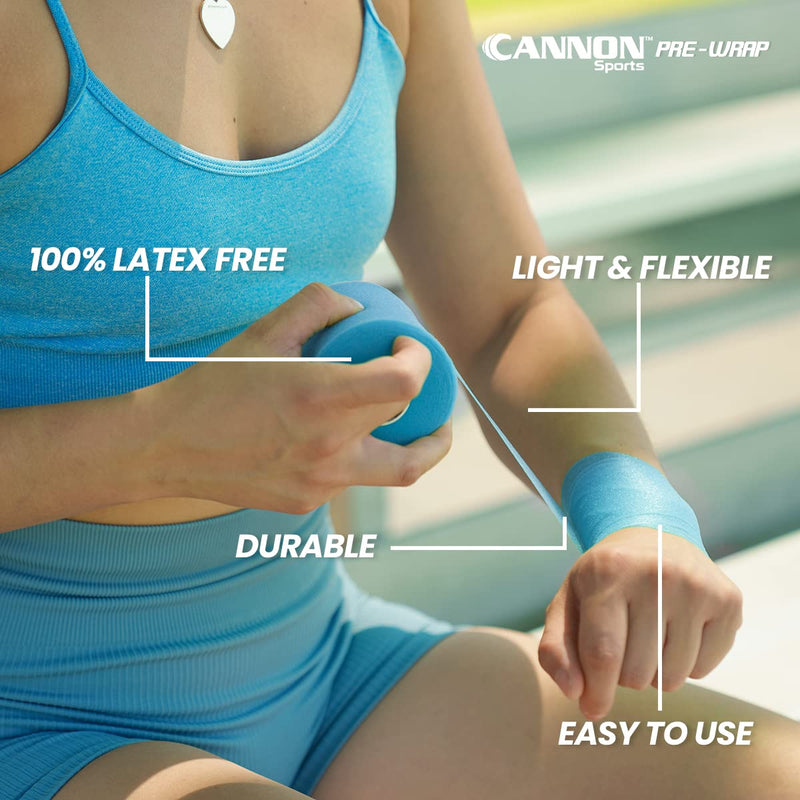 [Australia] - Cannon Sports Pre-Wrap 2-Pack 30 Yards Each Roll Athletic Tape Foam Underwraps for Ankles Wrists Hands Knees Elbows Hair (Aqua) Aqua 